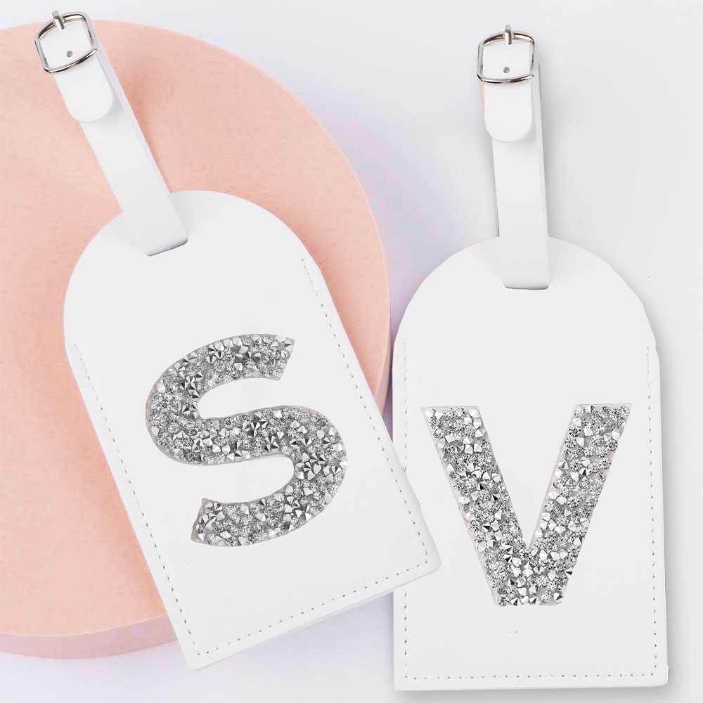 Travel Accessories Name - A-Z 모조 다이아몬드 모노그램 가죽 수하물