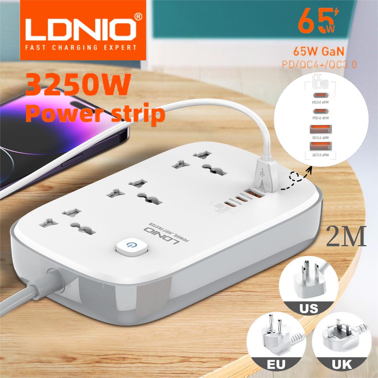 LDNIO 범용 전원 기판 65W Gan USB 충전기 - Travel Accessories Uk 리뷰 및 가격