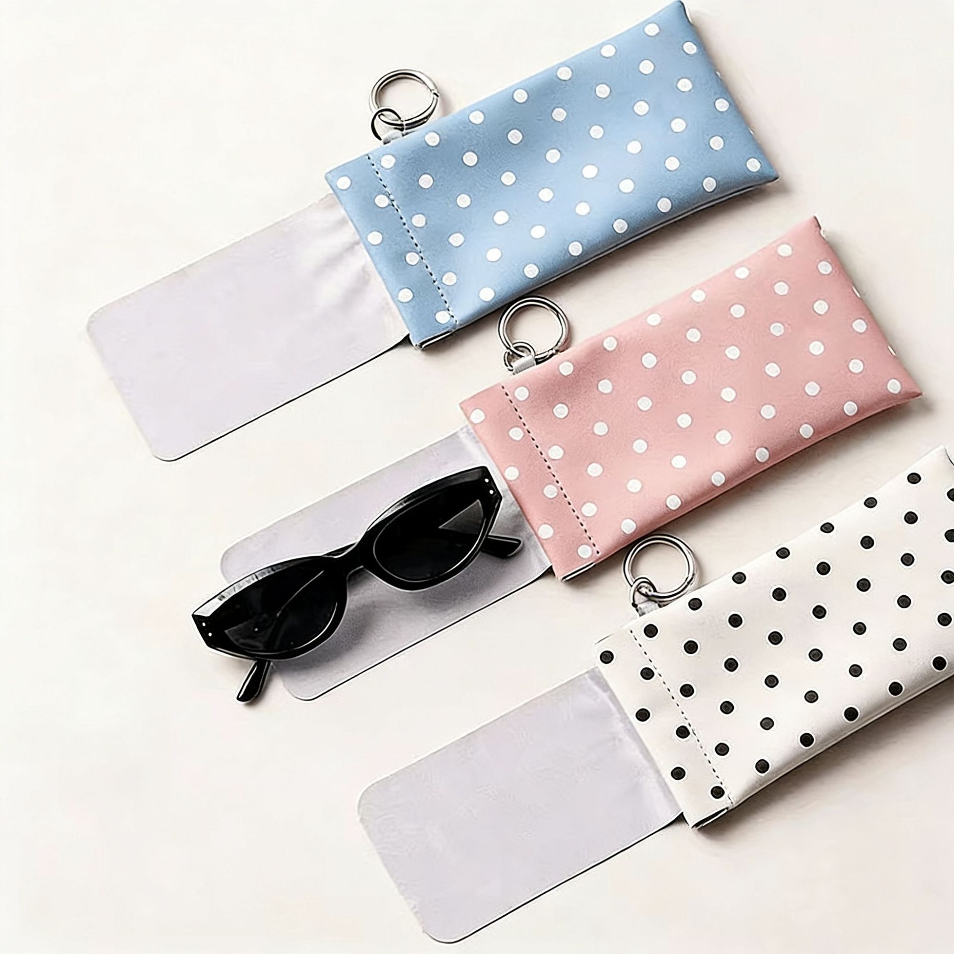 1pc 폴카 도트 안경 주머니(키체인 포함) 휴대용 스 - Travel Accessories Pouch For Women 리뷰 및 가격