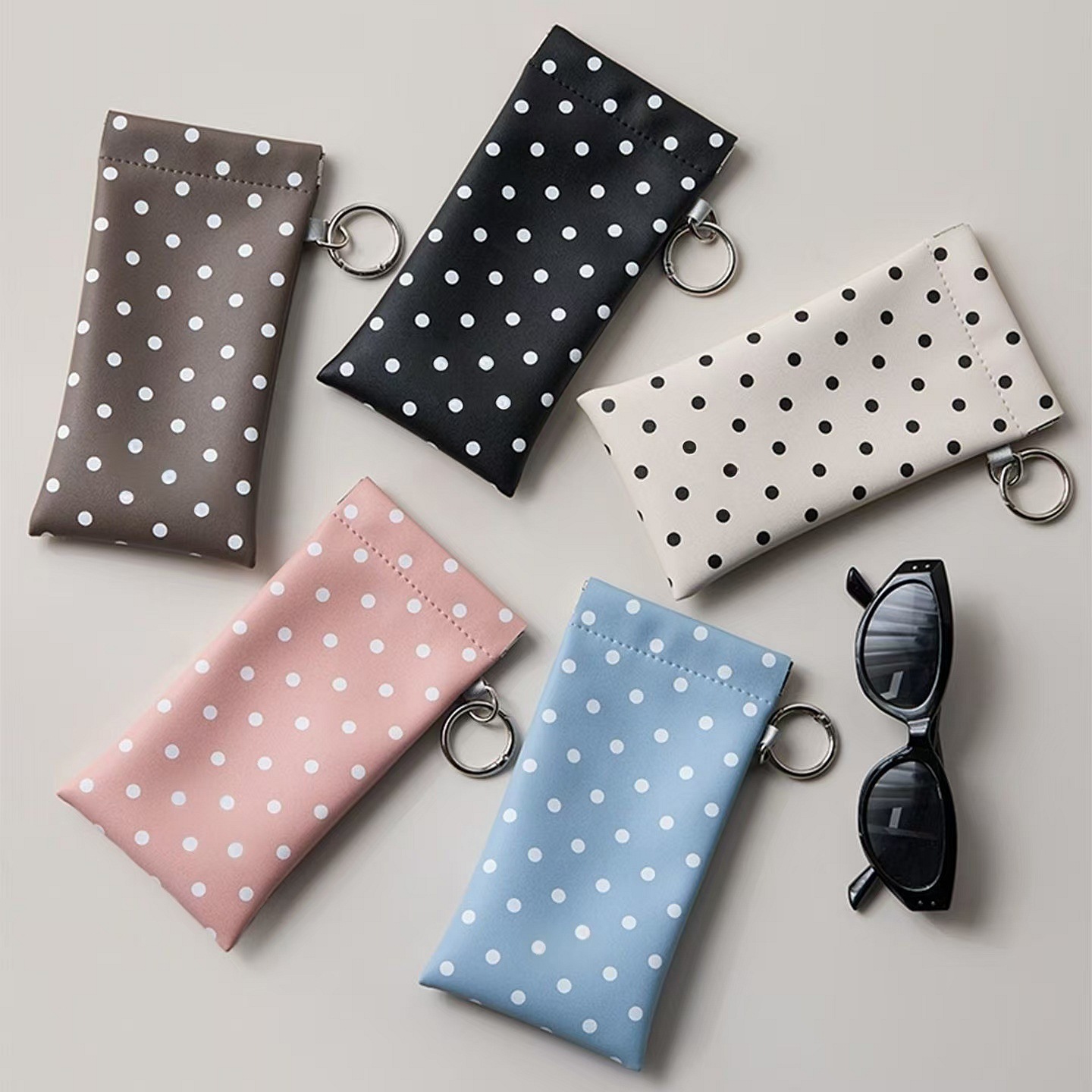 1pc 폴카 도트 안경 주머니(키체인 포함) 휴대용 스 - Travel Accessories Pouch For Women 리뷰 및 가격
