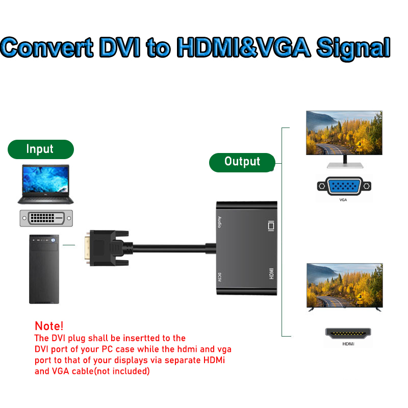 1080P DVI-VGA HDMI 분배기 변환기 듀얼  - Travel Accessories Uk 리뷰 및 가격